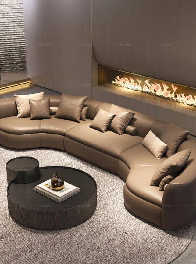 Curved Leather Sofa